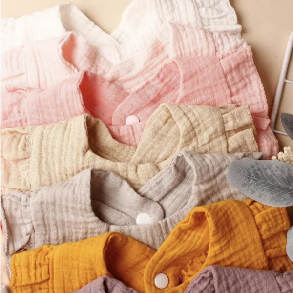 Set de 8 baberos y 8 cintas elásticas suaves de colores pastel para bebés, adecuados para uso diario